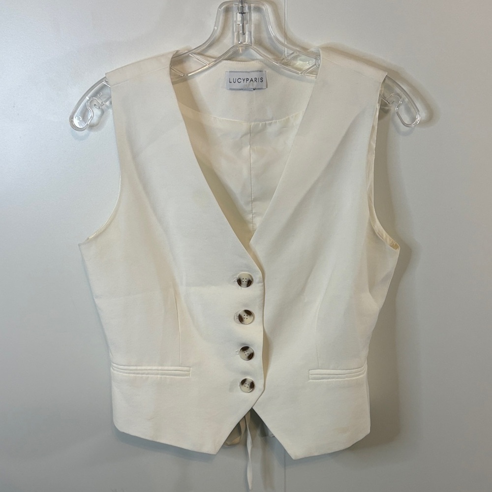 🌷Lucy Paris Ivory Buttoned Vest M
